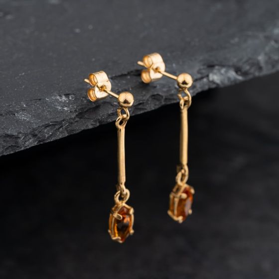 Second Hand Yellow Gold 32mm Citrine Dropper Earrings 43171393