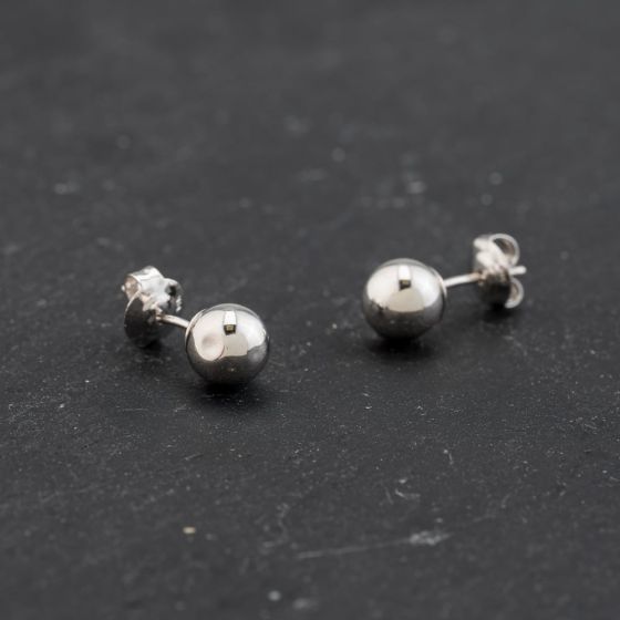 Second Hand White Gold 6mm Ball Stud Earrings 43171394