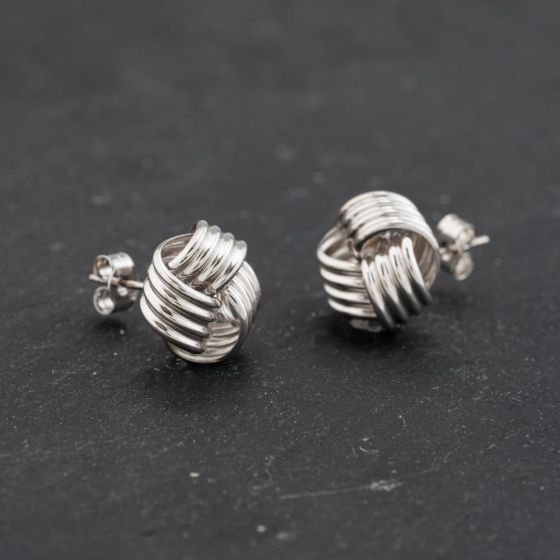 Second Hand White Gold 12mm Knot Stud Earrings 43171396