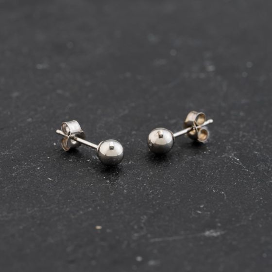 Second Hand White Gold 3mm Ball Stud Earrings 43171400