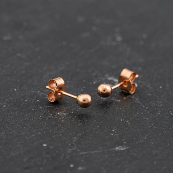 Second Hand Rose Gold 3mm Ball Stud Earrings 43171401