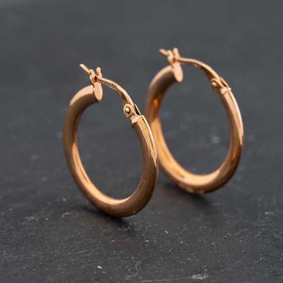Second Hand 9ct Rose Gold 22mm Hoop Earrings 43171413
