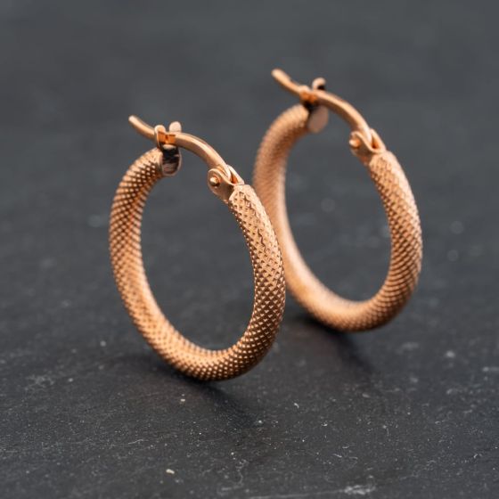 Second Hand Rose Gold 20mm Patterned Hoop Earrings 43171414