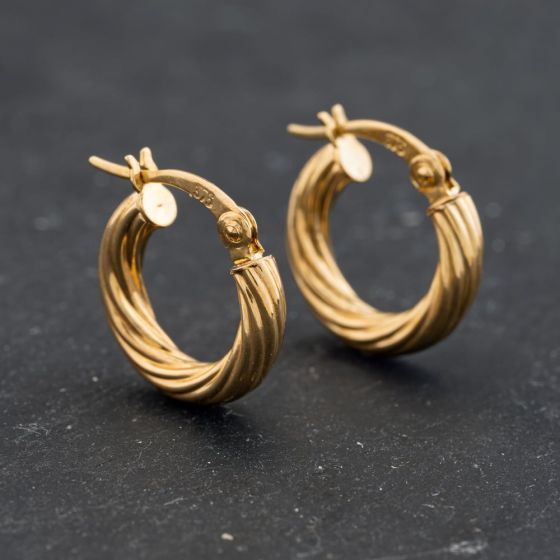 Second Hand Yellow Gold 15.5mm Twist Hoop Earrings 43171417
