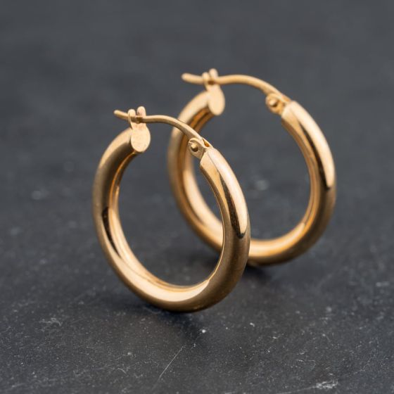 Second Hand Yellow Gold 21mm Hoop Earrings 43171421