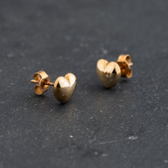 Second Hand Yellow Gold 7mm Heart Stud Earrings 43171426