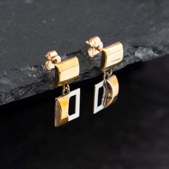 Second Hand Two Colour Gold 19mm Dropper Earrings 43171431