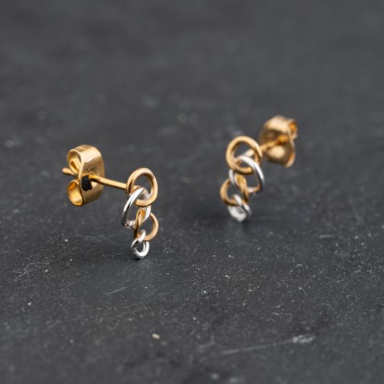Second Hand Two Colour Gold 9.5mm Stud Earrings 43171436