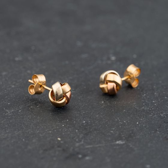Second Hand Three Colour Gold 6mm Knot Stud Earrings 43171439