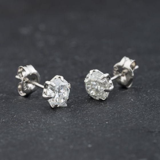 Second Hand Platinum 1.42ct Brilliant Cut Diamond Stud Earrings 43171490