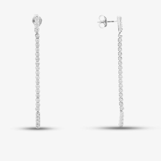 Second Hand 14ct White Gold 1.00ct Brilliant Cut Diamond Dropper Earrings 4317170