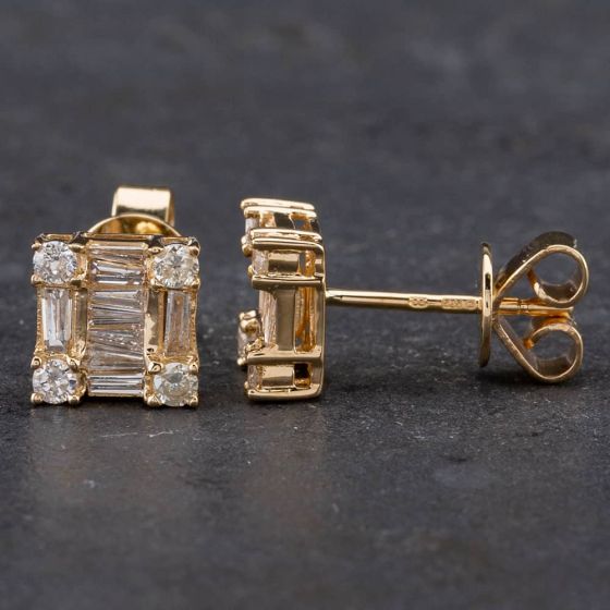 Second Hand 14ct Yellow Gold 0.67ct Diamond Stud Earrings 4317370