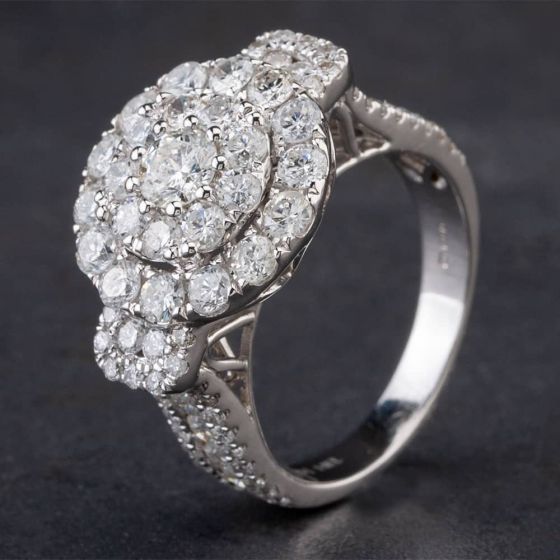 Second Hand 14ct White Gold Diamond Cluster Ring 4328012