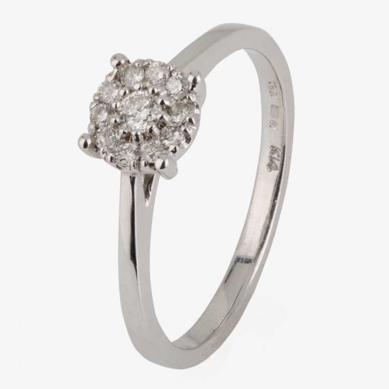 Second Hand 14ct White Gold Diamond Cluster Ring 4328047