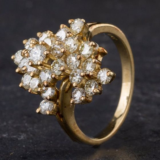 Second Hand 14ct Yellow Gold 1.50ct Brilliant Cut Diamond Multi Stone Cluster Ring 4328121