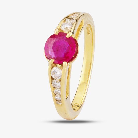 Second Hand 18ct Yellow Gold Ruby and Diamond Ring 4328326