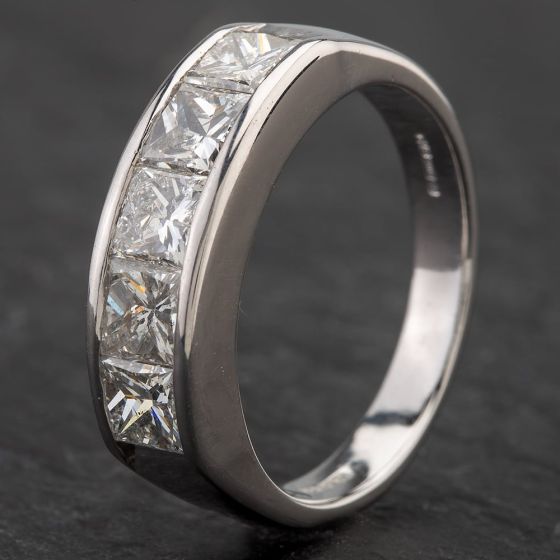 Second Hand Platinum Princess Cut 2.00ct Diamond Half Eternity Ring 4328424