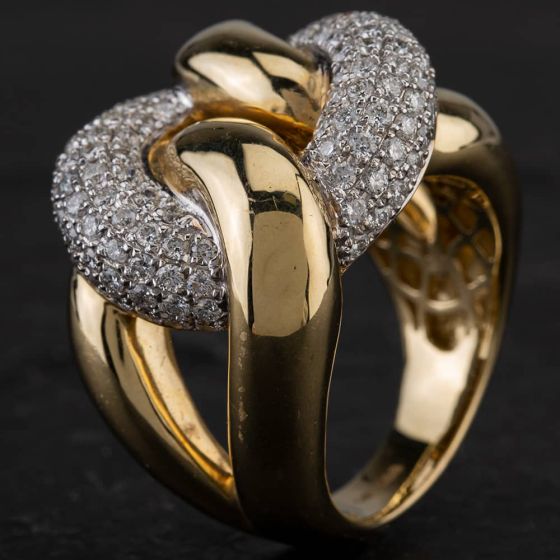 Second Hand 14ct Yellow Gold 1.38ct Diamond Knot Design Ring 4328536