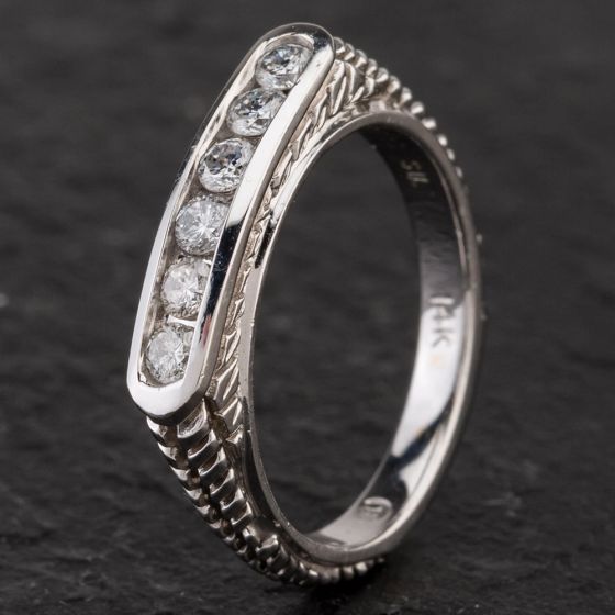 Second Hand 14ct White Gold Diamond Half Eternity Ring 4328588