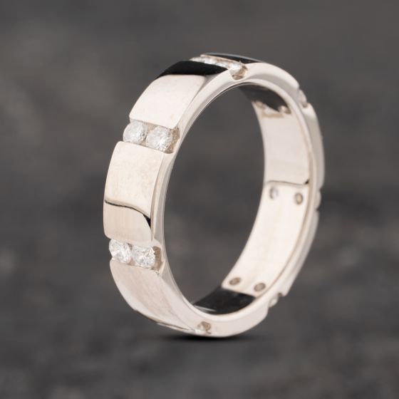 Second Hand 14ct White Gold 5mm Diamond Wedding Ring 4328660