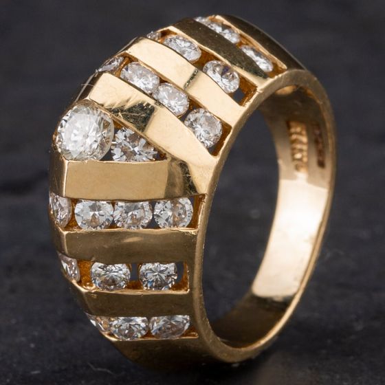 Second Hand 14ct Diamond 7 Row Graduated Band Ring 4328764