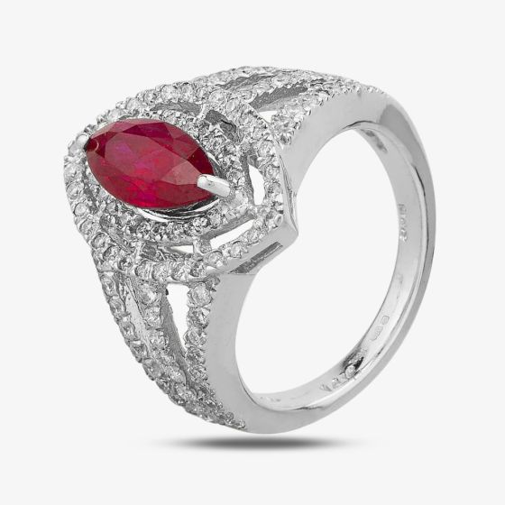 Second Hand 14ct White Gold 2.08ct Ruby & 0.90ct Diamond Ring GMC(69/1/9) 4332187