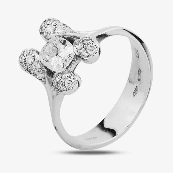 Second Hand 18ct White Gold Cushion Cluster Diamond Ring 4332551