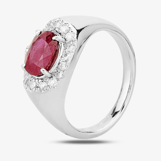 Second Hand Platinum 1.50ct Ruby & 0.20ct Diamond Cluster Ring 4335039