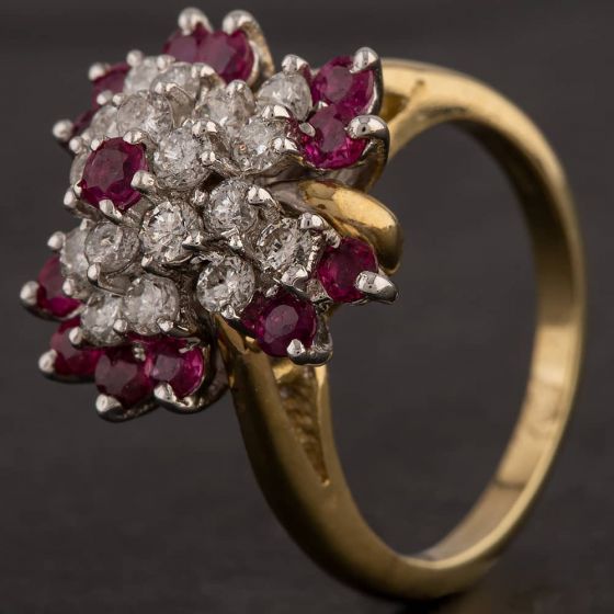 Second Hand 14ct Yellow Gold 0.95ct Ruby & 0.85ct Diamond Butterfly Ring 4335074