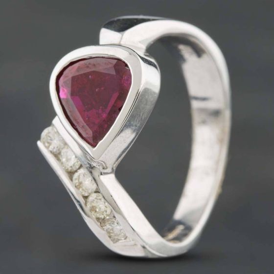 Second Hand 9ct White Gold Ruby & Diamond Dress Ring 43351000