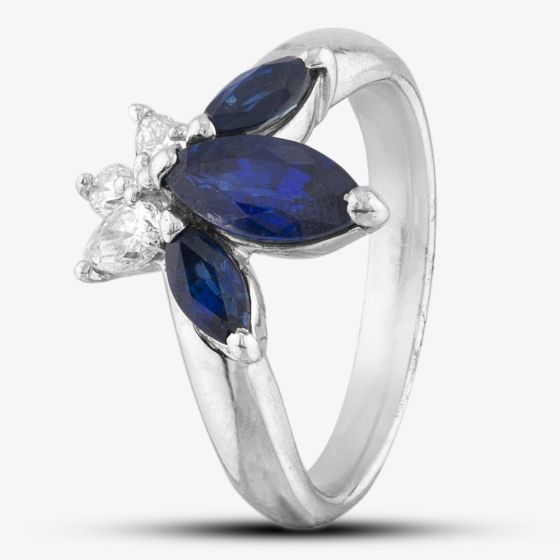 Second Hand Platinum 1.89ct Sapphire & 0.30ct Diamond Abstract Dress Ring 43351038