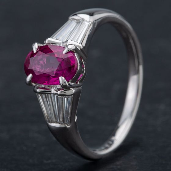 Second Hand Platinum Burma Ruby and Diamond Dress Ring 4335153