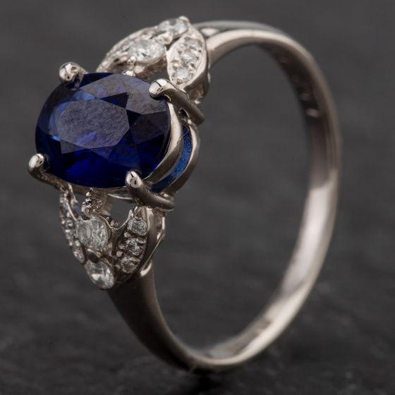 Second Hand Platinum 1.52ct Sapphire & 0.20ct Diamond Ring 4336106