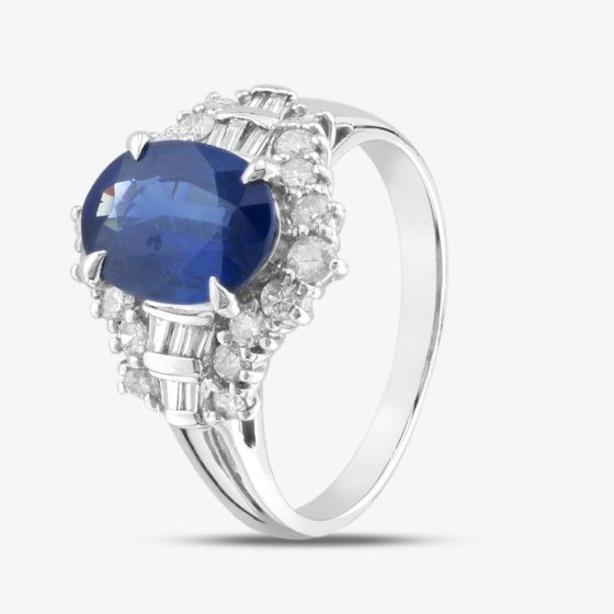 Second Hand Platinum 2.53ct Sapphire & 0.62ct Diamond Oval Cluster Ring 43361122