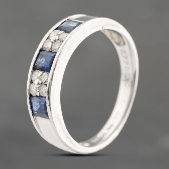 Second Hand Platinum 0.77ct Sapphire & 0.20ct Diamond Half Eternity Ring 43361174