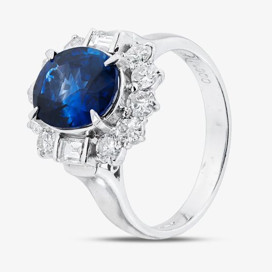 Second Hand Platinum 2.90ct Sapphire & 2.90ct Diamond Cluster Ring 43361203