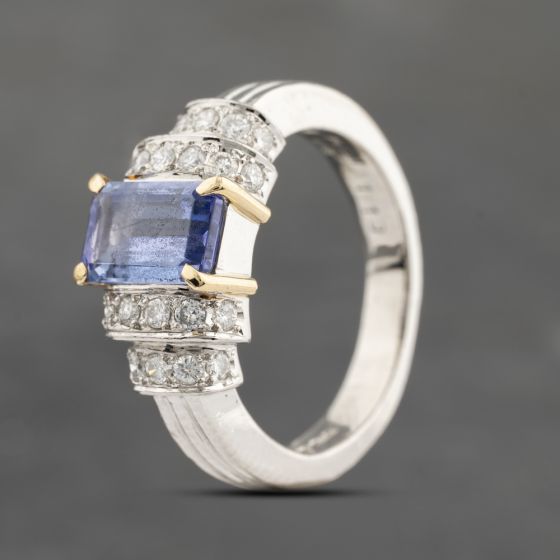 Second Hand Platinum 1.19ct Tanzanite & 0.28ct Brilliant Cut Diamond Fancy Dress Ring 43411027