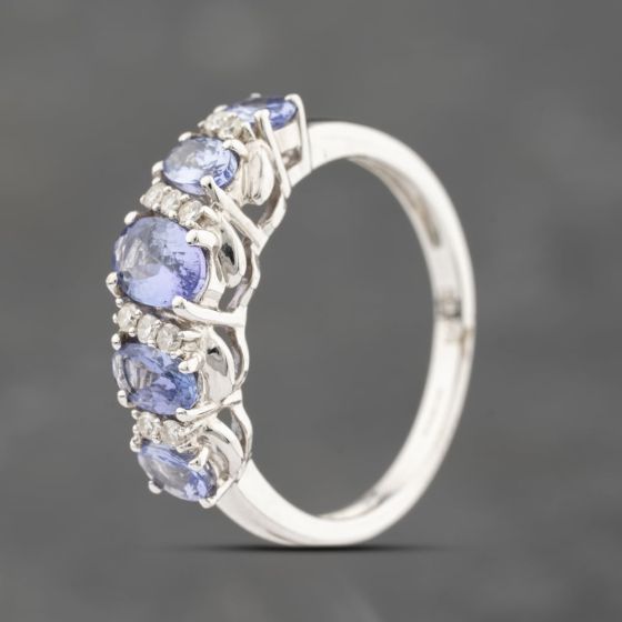 Second Hand 9ct White Gold Tanzanite & Diamond Dress Ring 43411034