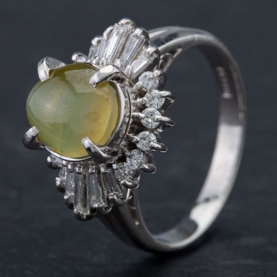 Second Hand Platinum Diamond Chrysoberyl Cluster Ring 4351001