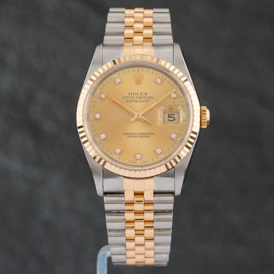 Second Hand Rolex Datejust Diamond Dot Dial Watch 16233