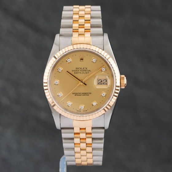 Second Hand Rolex Datejust Diamond Dot Dial Watch 16233