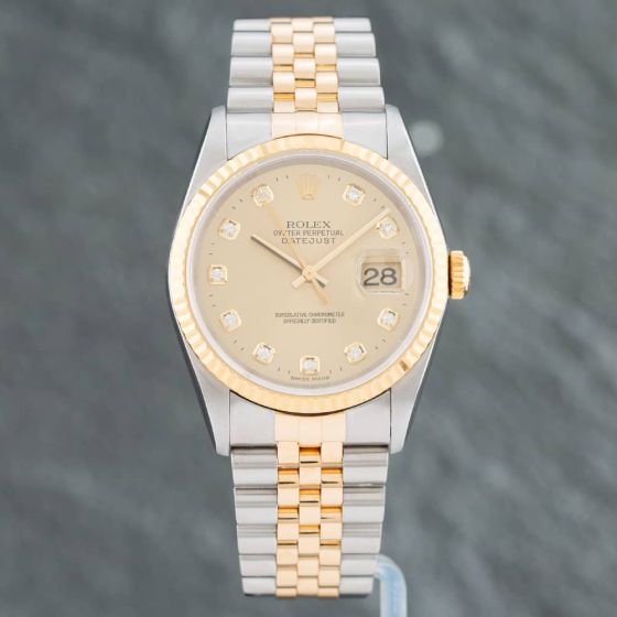 Second Hand Rolex Datejust Diamond Dot Dial Watch 16233