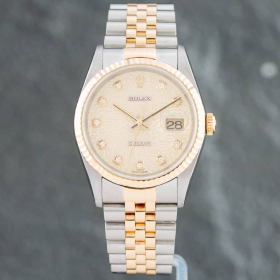 Second Hand Rolex Datejust Diamond Dot Dial Watch 16233