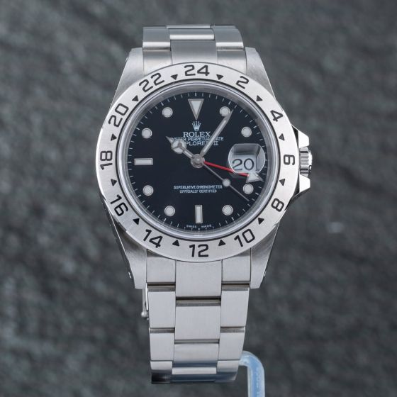 Second Hand Rolex Mens Explorer II Black Dial Bracelet Watch 16570