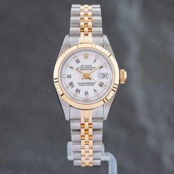 Second Hand Rolex Datejust 1992 Ladies Bi Colour Diamond Set Dial Bracelet Watch 69173