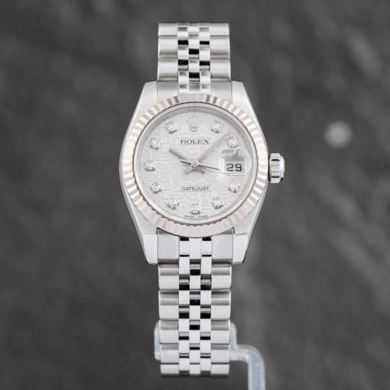 Second Hand Rolex Ladies Datejust Jubilee Silver Bracelet Watch 179174