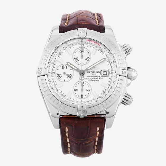 Second Hand Breitling Mens Chronomat Evolution Leather Strap Watch 4405038