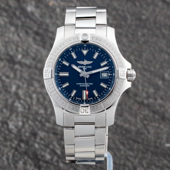 Second Hand Breitling Mens Avenger Blue Dial Silver Bracelet Watch A17318