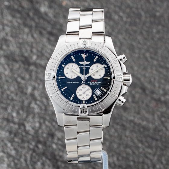 Second Hand Breitling Mens Colt Black Dial Silver Bracelet Watch A7338011