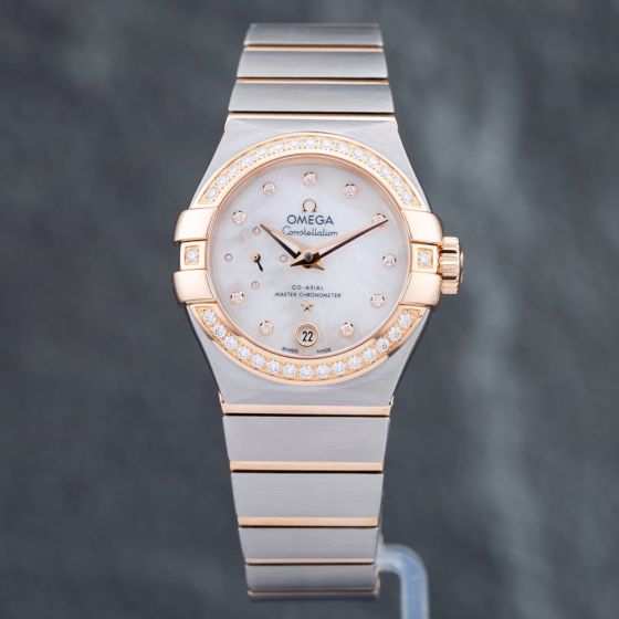 Second Hand OMEGA Ladies Constellation Petite Seconde Silver Dial Silver Bracelet Watch 12725272055001